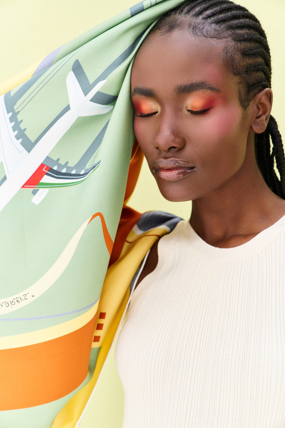 Peaceful Skies, Endless Horizons- UAE (Iron Gray Rust, Yellow)/ Silk Scarf