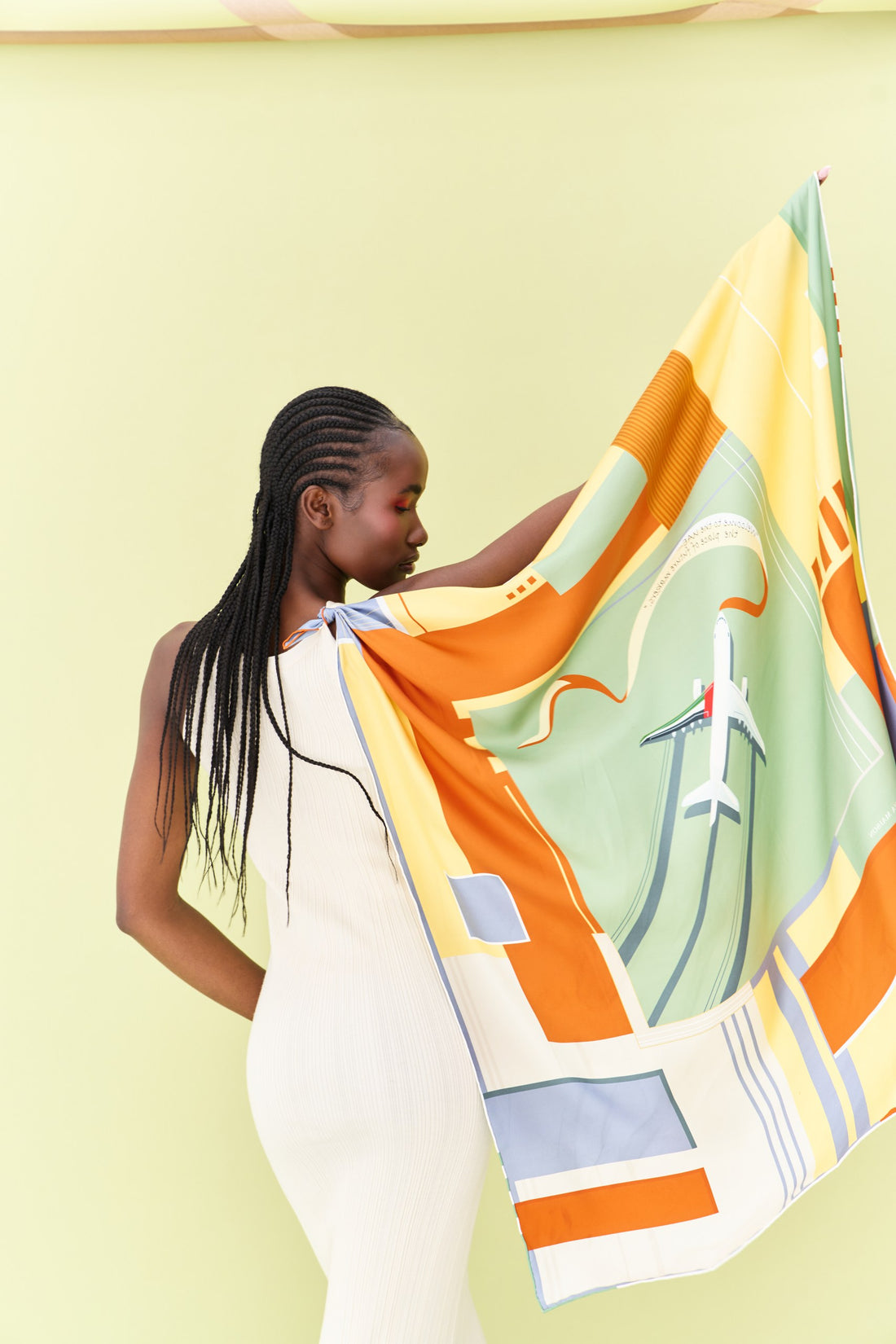 Peaceful Skies, Endless Horizons- UAE (Iron Gray Rust, Yellow)/ Silk Scarf
