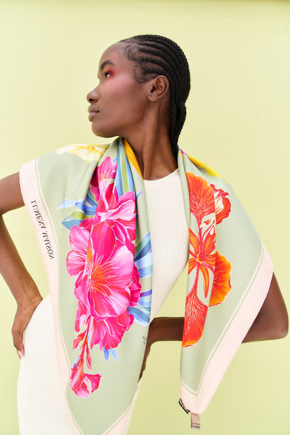 UAE Botanicals (Sage Green) / Silk scarf