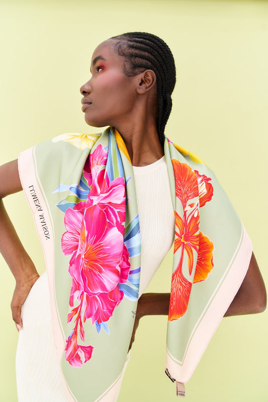 UAE Botanicals (Sage Green) / Silk scarf