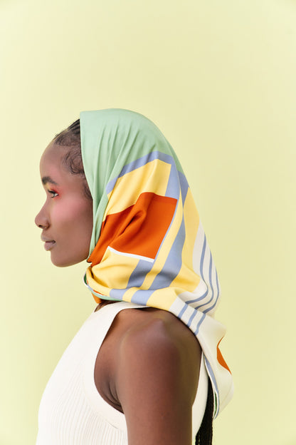 Peaceful Skies, Endless Horizons- UAE (Iron Gray Rust, Yellow)/ Silk Scarf