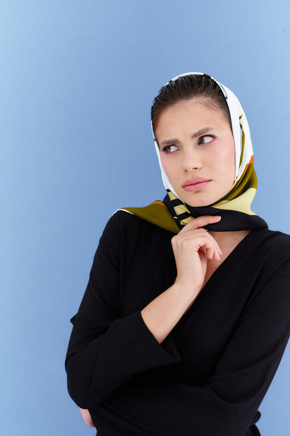 Peaceful Skies, Endless Horizons- UAE (Black Army)/ Silk Scarf