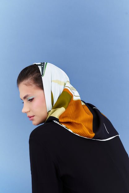 Peaceful Skies, Endless Horizons- UAE (Black Army)/ Silk Scarf