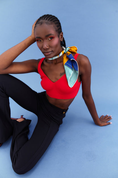Peaceful Skies, Endless Horizons- UAE (Admiral Blue, Red, Yellow)/ Silk Scarf