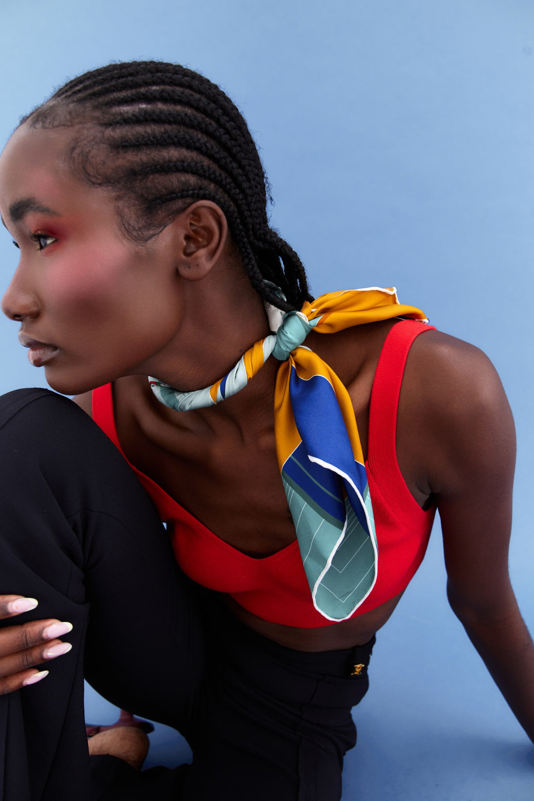 Peaceful Skies, Endless Horizons- UAE (Admiral Blue, Red, Yellow)/ Silk Scarf