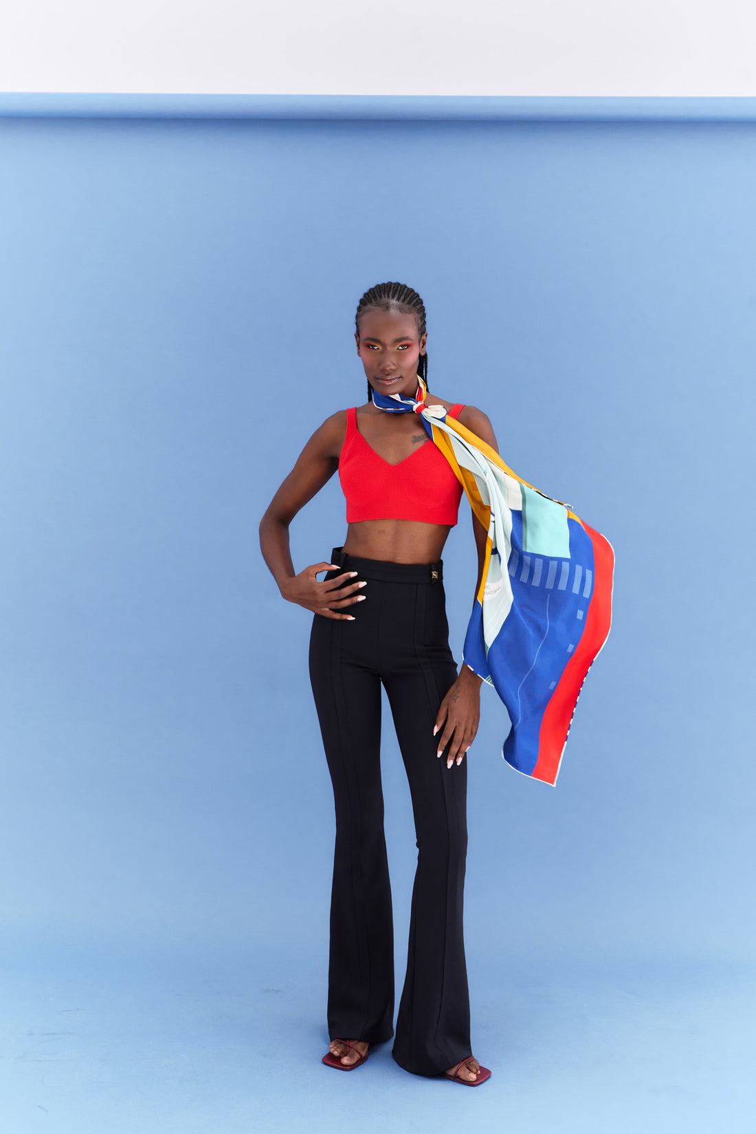 Peaceful Skies, Endless Horizons- UAE (Admiral Blue, Red, Yellow)/ Silk Scarf