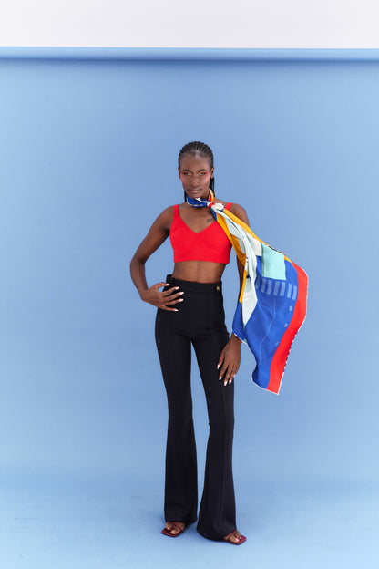 Peaceful Skies, Endless Horizons- UAE (Admiral Blue, Red, Yellow)/ Silk Scarf