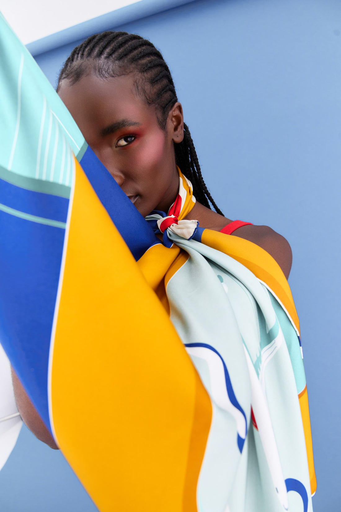 Peaceful Skies, Endless Horizons- UAE (Admiral Blue, Red, Yellow)/ Silk Scarf