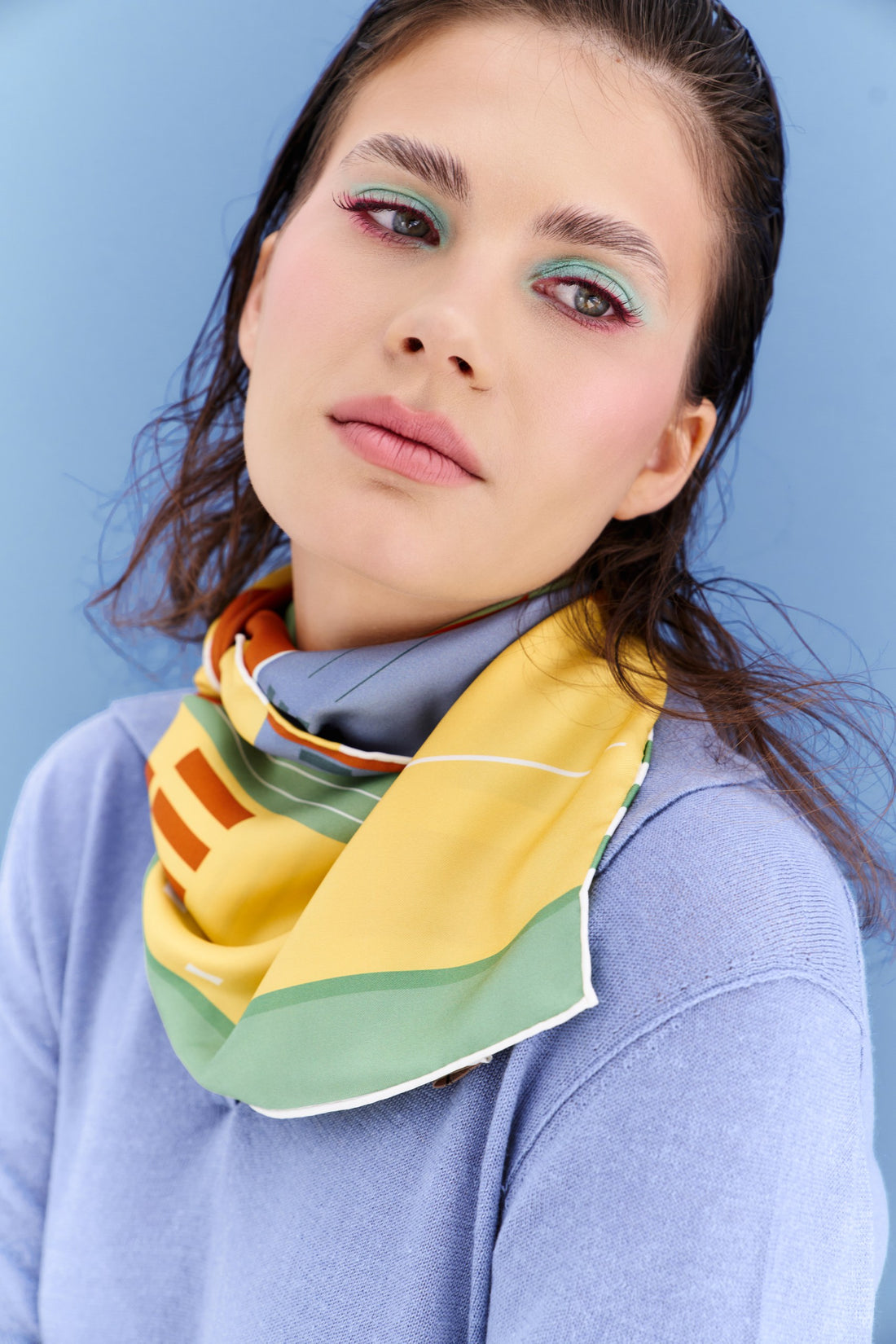 Peaceful Skies, Endless Horizons- UAE (Iron Gray Rust, Yellow)/ Silk Scarf
