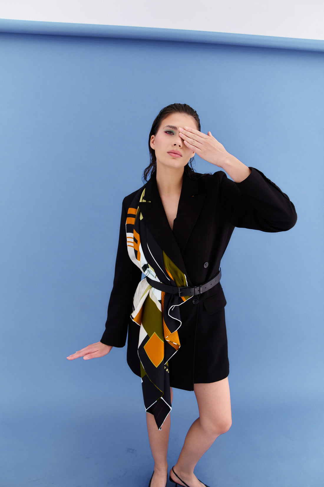 Peaceful Skies, Endless Horizons- UAE (Black Army)/ Silk Scarf
