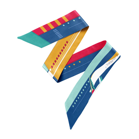 Peaceful Skies, Endless Horizons- UAE (Admiral Blue Red)/ Silk twilly scarf