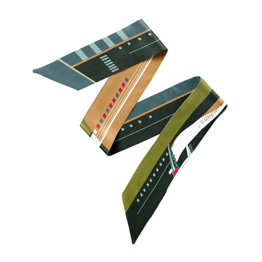 Peaceful Skies, Endless Horizons- UAE (Black Army)/ Silk twilly scarf
