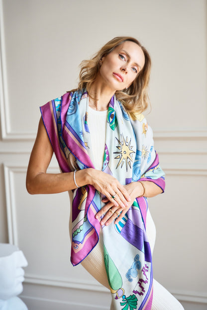 Arabian Nights ( Lavender Purple/ Vanilla Beige)/ Shawl