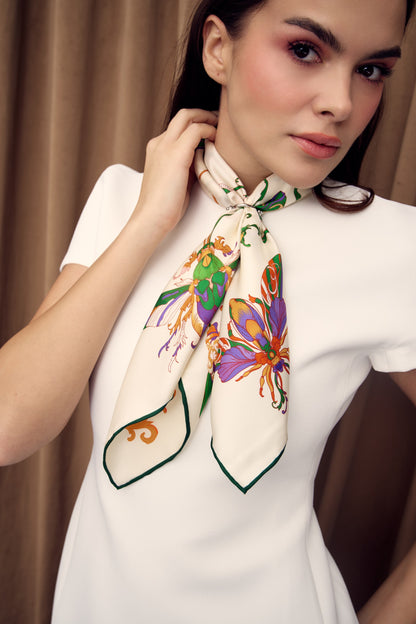 The Study of UAE Insects (Forest Green)/ Silk Scarf