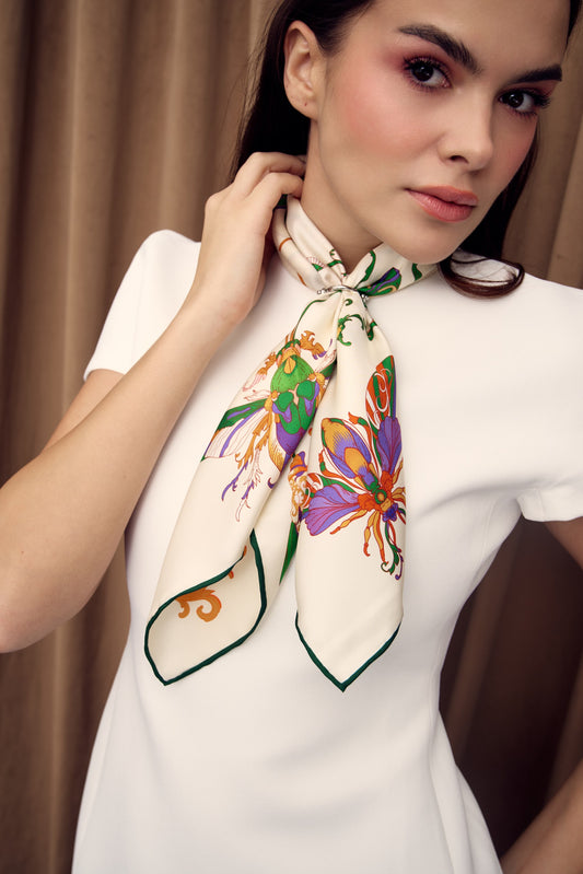 The Study of UAE Insects (Forest Green)/ Silk Scarf