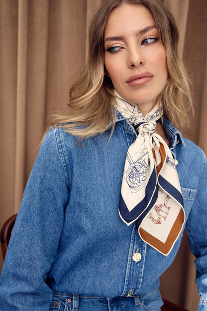 The Abu Dhabi Heritage (Blue/Brown Reversible)/ Silk Scarf