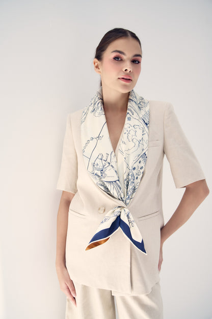 The Abu Dhabi Heritage (Blue/Brown Reversible)/ Silk Scarf