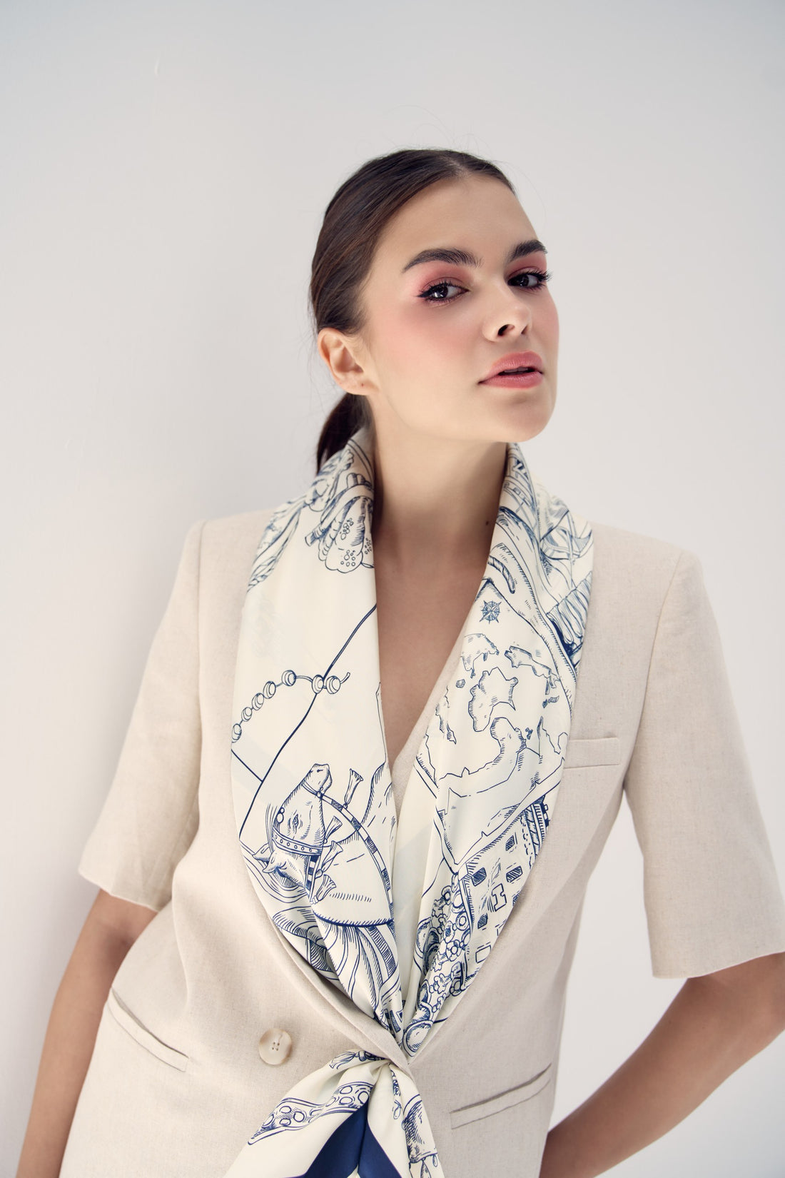 The Abu Dhabi Heritage (Blue/Brown Reversible)/ Silk Scarf