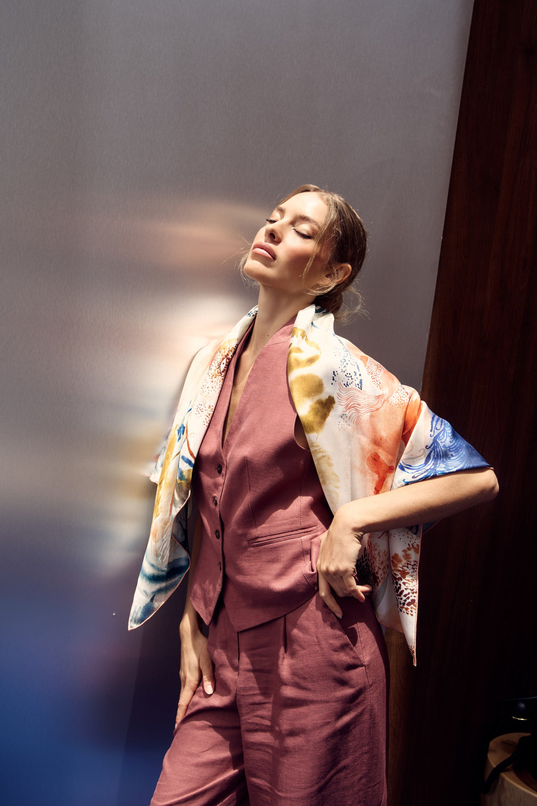 The Mystery of The Emirati Royal Gardens (Peach Pink)/ Silk Scarf
