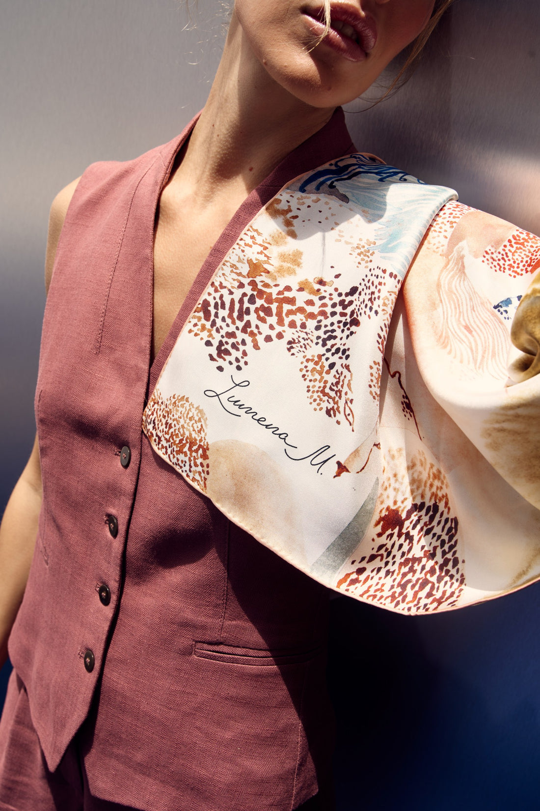 The Mystery of The Emirati Royal Gardens (Peach Pink)/ Silk Scarf