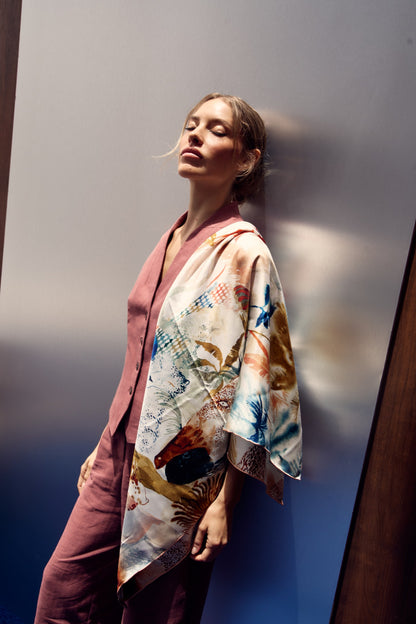 The Mystery of The Emirati Royal Gardens (Peach Pink)/ Silk Scarf