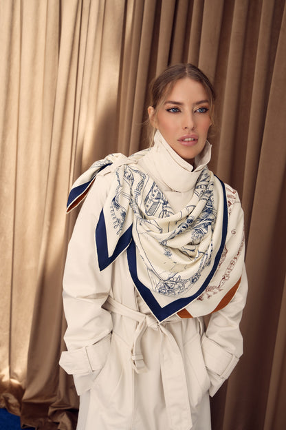 The Abu Dhabi Heritage (Blue/Brown Reversible)/ Silk Scarf