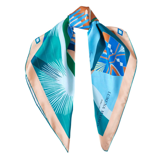 The Dubai Kite beach (Frosty Green) / Silk scarf - Lumena Maison