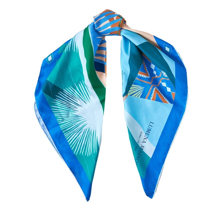 The Dubai Kite beach (Frosty Green) / Silk scarf - Lumena Maison