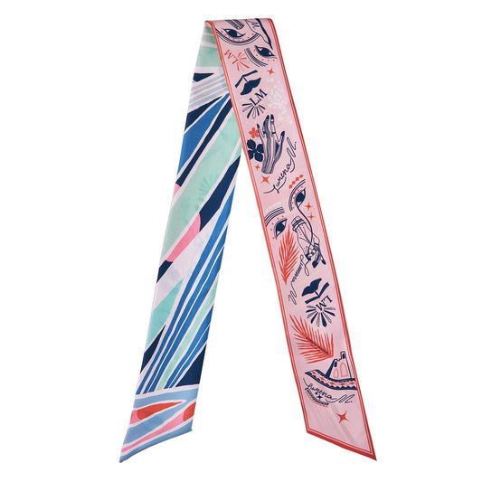 The Palm (Rose shadow pink second side) / Silk twilly scarf - Lumena Maison