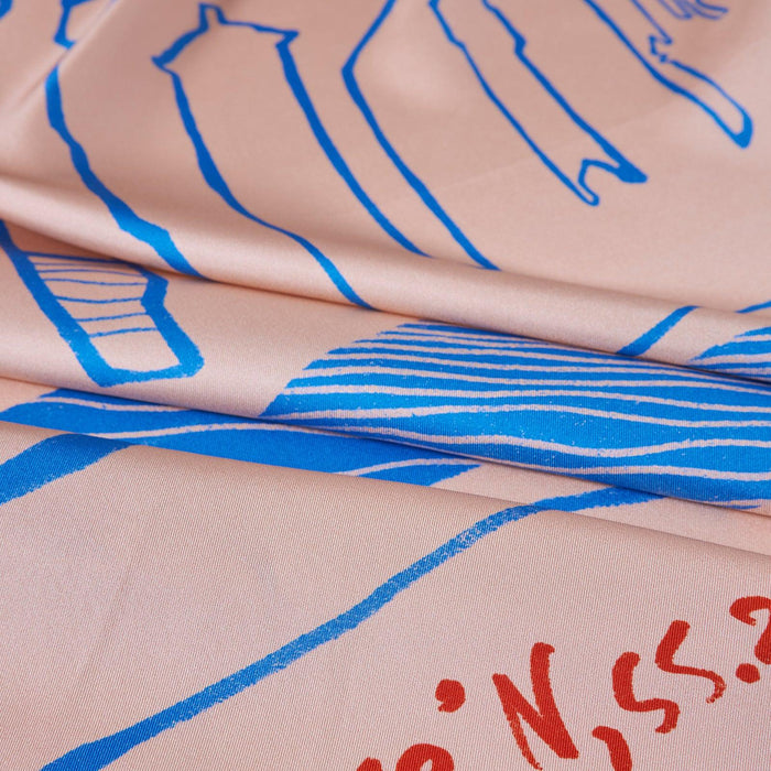 The Dubai skyline (Marine Blue) / Silk scarf - Lumena Maison