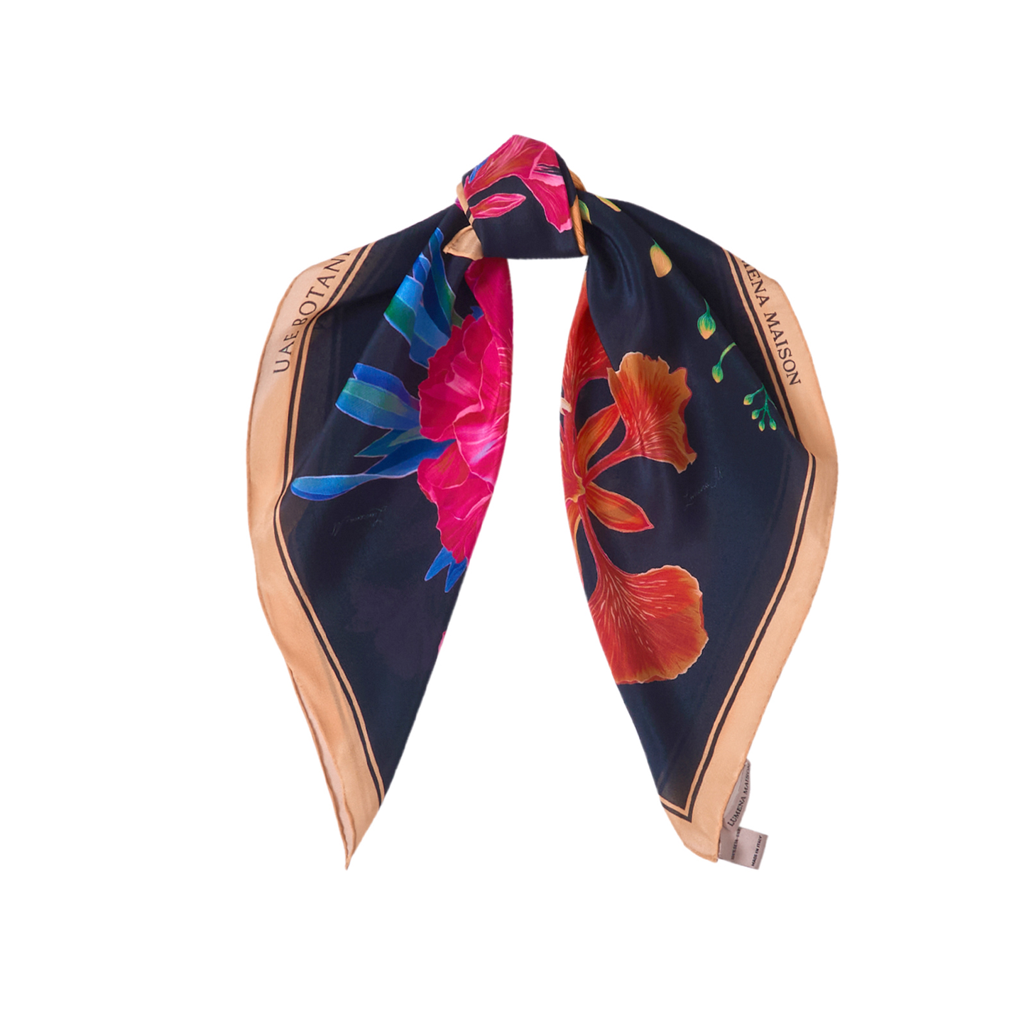 UAE Botanicals (Black) / Silk scarf