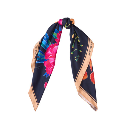 UAE Botanicals (Black) / Silk scarf