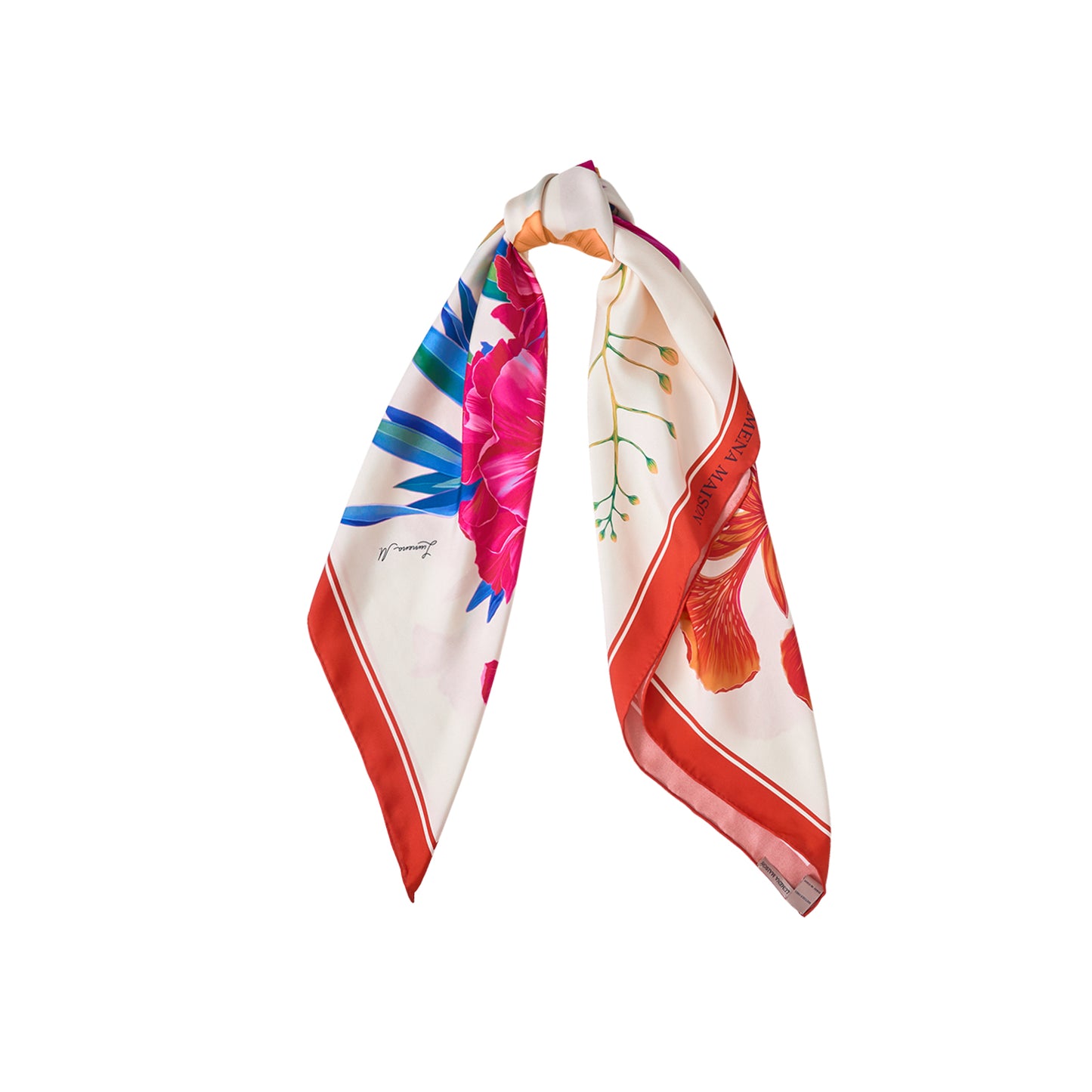 UAE Botanicals (Milky White) / Silk scarf