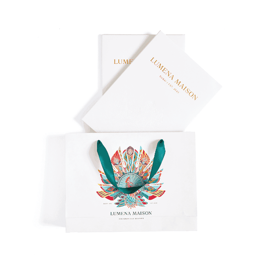 The Story of Emirati Equestrian Heritage (Blue & Red )/ Silk scarf
