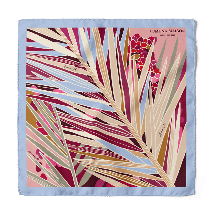 The Palm (Burgundy) / Pocket square 35 - Lumena Maison