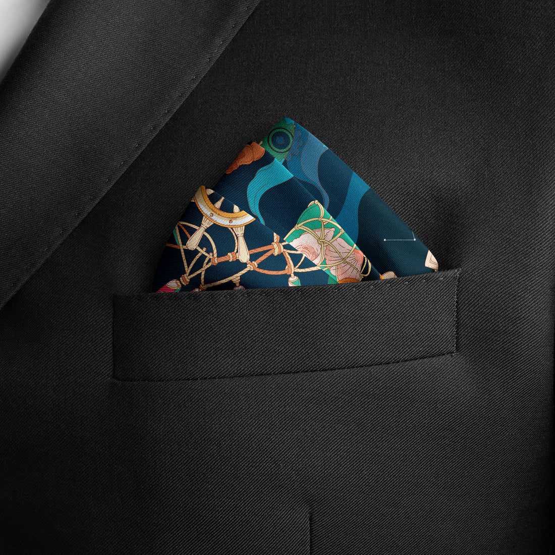 The Secrets of the Emirati Dhow (Navy Blue, Fuchsia)/ Pocket square 35