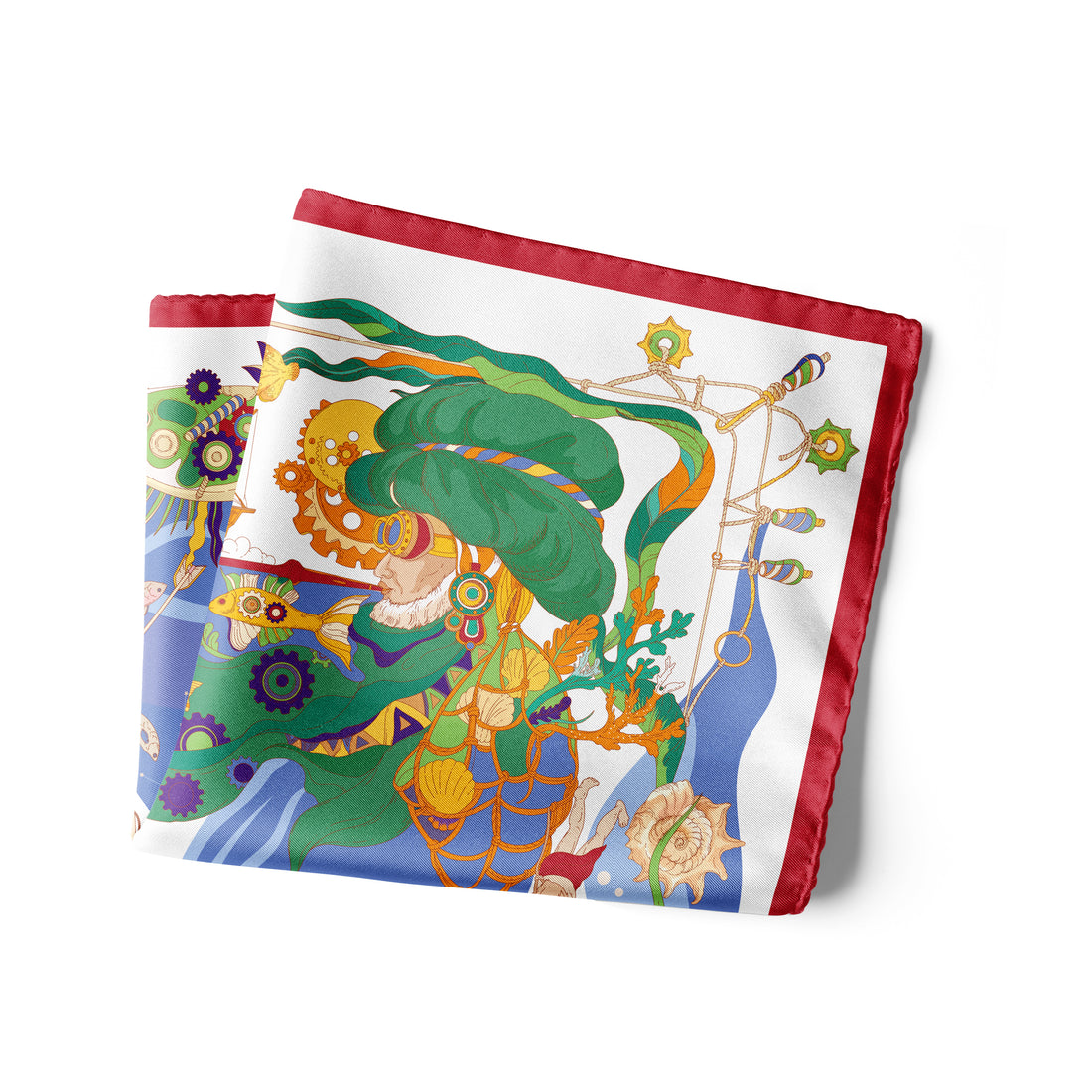 The Secrets of the Emirati Dhow (Red Frame )/ Pocket square 35