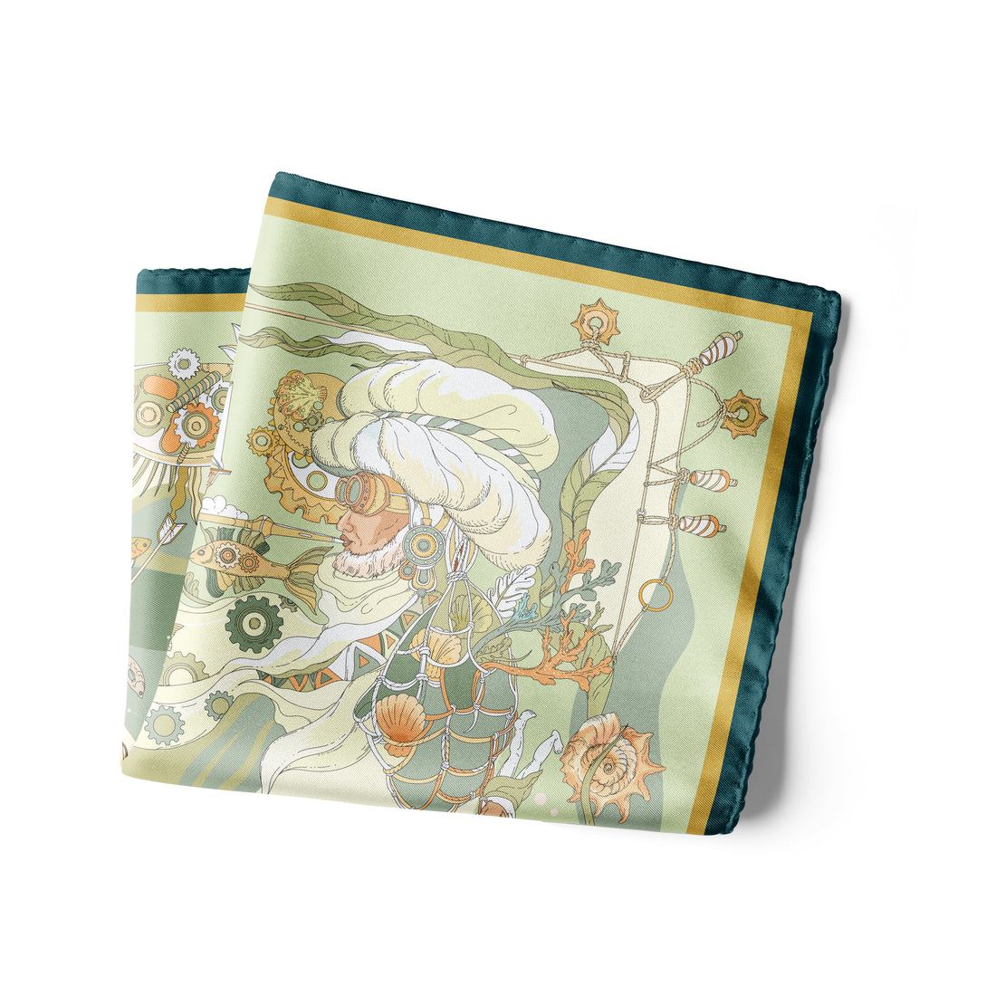 The Secrets of the Emirati Dhow (Lime Green and Oyster White )/ Pocket square 35