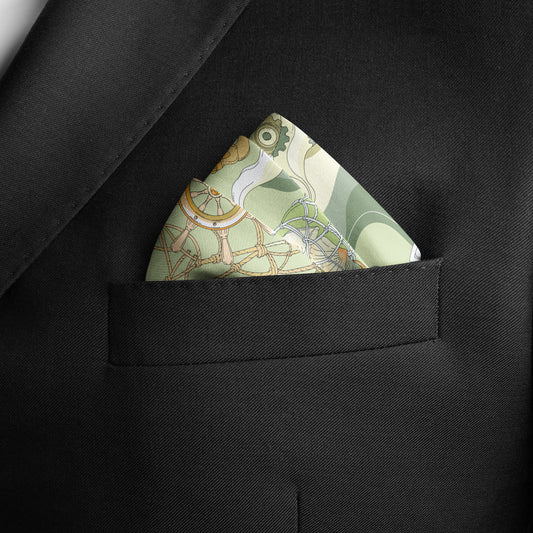 The Secrets of the Emirati Dhow (Lime Green and Oyster White )/ Pocket square 35