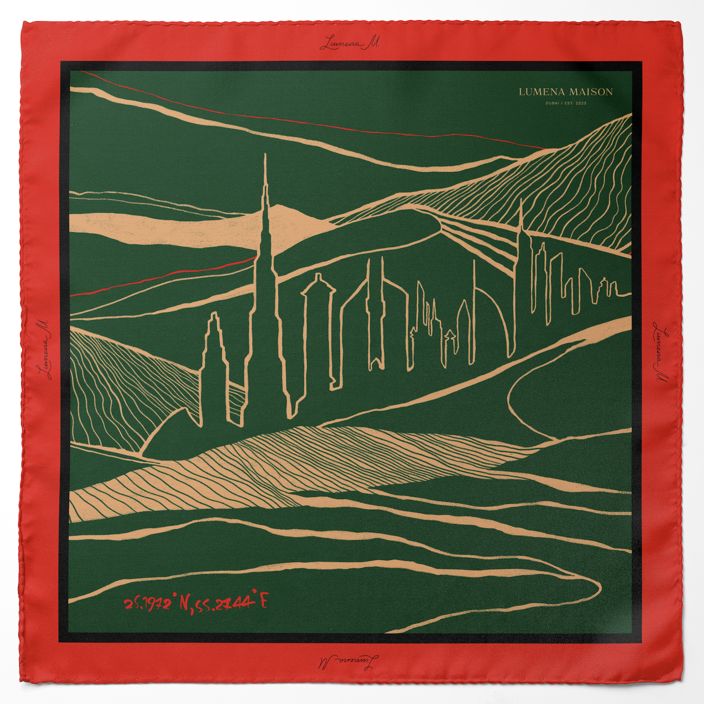 The Dubai skyline (100cm x 100cm) & Connect the dots (50cm x 50cm) (Emerald Green) / Duo set