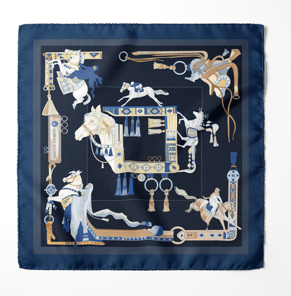 The Story of Emirati Equestrian Heritage (Navy & Beige )/ Pocket square 35