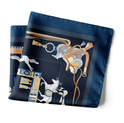 The Story of Emirati Equestrian Heritage (Navy & Beige )/ Pocket square 35