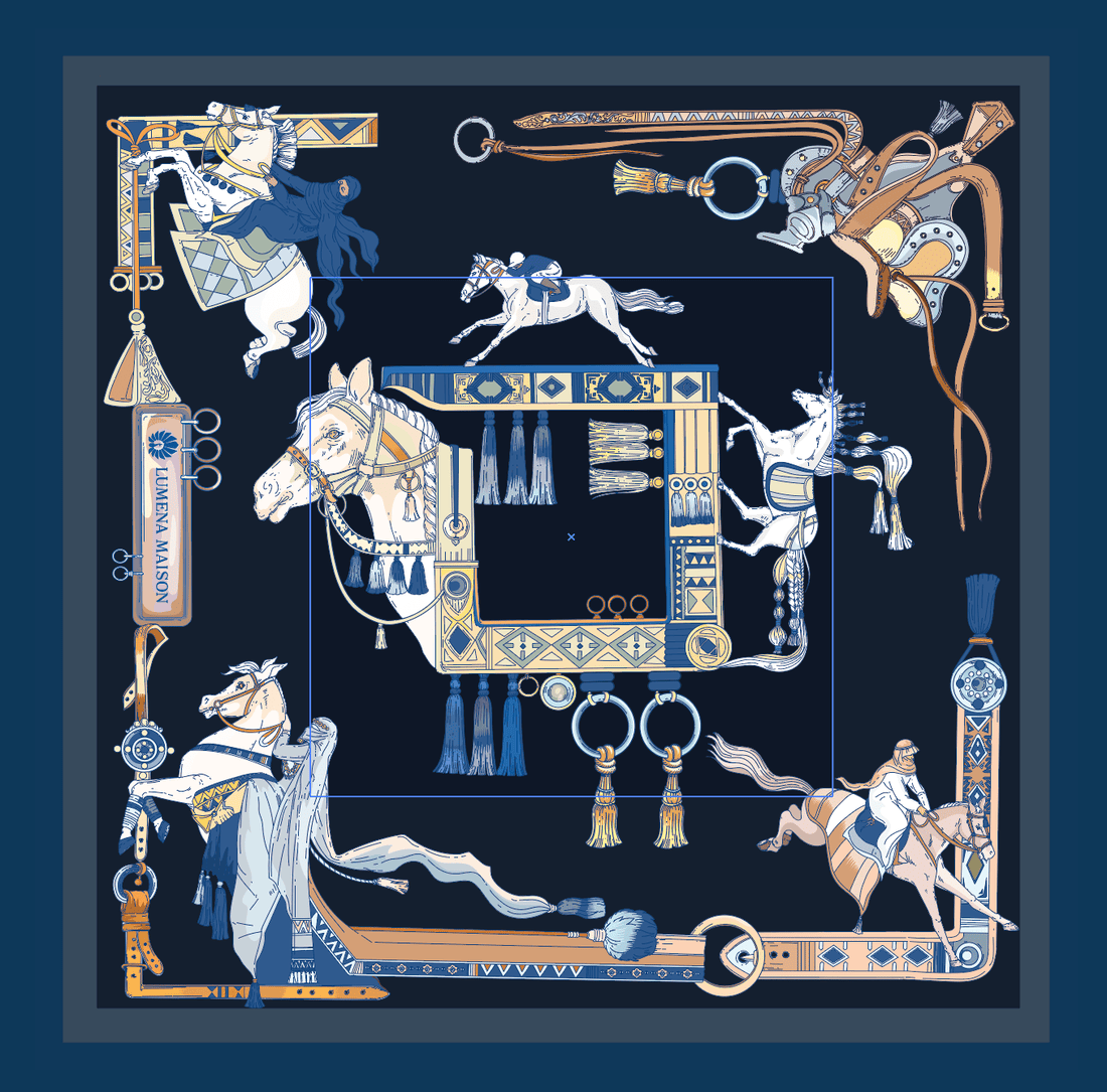The Story of Emirati Equestrian Heritage (Navy & Beige )/ Shawl