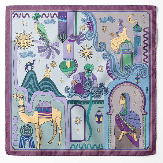Arabian Nights ( Lavender Purple/ Vanilla Beige) / Silk scarf