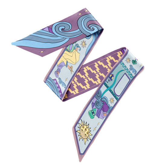 Arabian Nights ( Lavender Purple/ Vanilla Beige)/ Silk twilly scarf