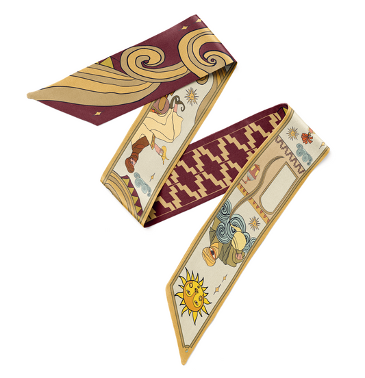Arabian Nights (Golden)/ Silk twilly scarf