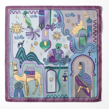 Arabian Nights ( Lavender Purple/ Vanilla Beige)/ Pocket square 35