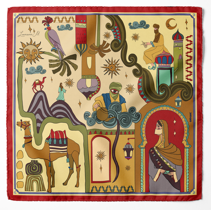 Arabian Nights ( Red/ Warm Beige)/ Pocket square 35