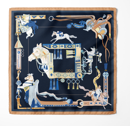 The Story of Emirati Equestrian Heritage (Navy & Beige )/ Pocket square 35