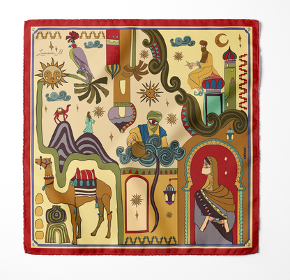 Arabian Nights ( Red/ Warm Beige)/ Pocket square 35
